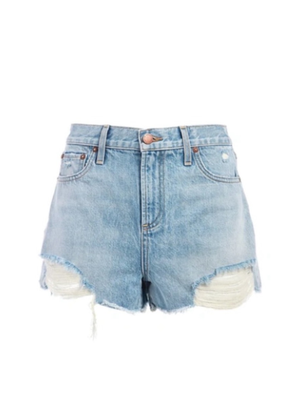 Alice + Olivia Light Wash Distressed Denim Cutoff Shorts High Rise